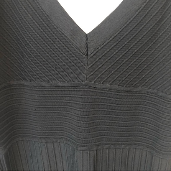 BCBGMaxAzria cocktail dress black ribbed mini full skirt, straps, Sz S, Elegant! - Picture 5 of 16